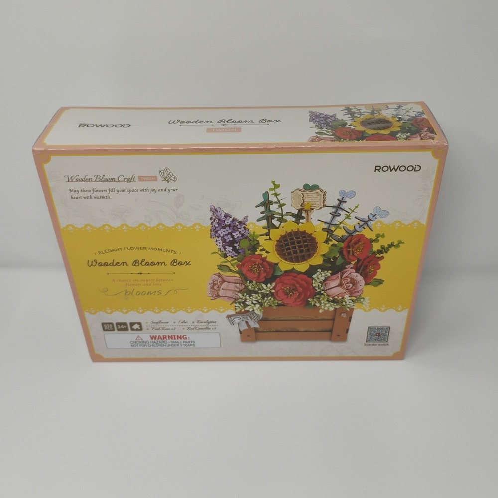 Rowood DIY Wooden Flower Bloom Box Bouquet 3D Wooden Puzzle Kit TWO2H Sealed